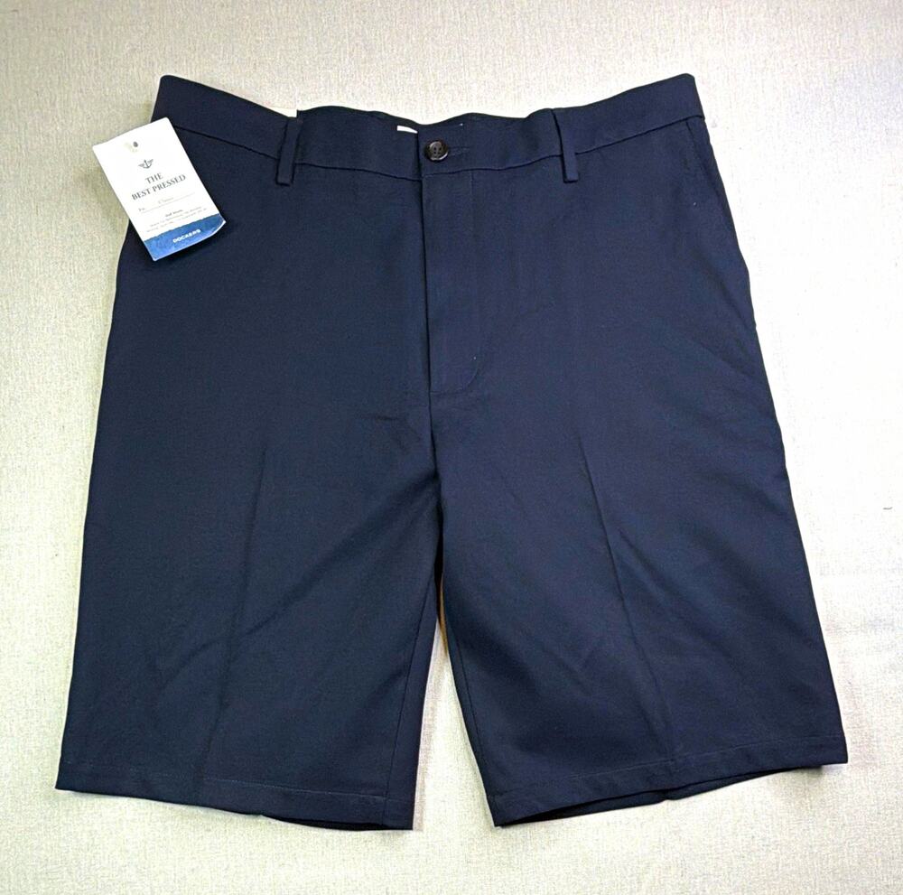 Dockers The Best Pressed Navy Classic Fit Golf Shorts 32W 10" Inseam Stretch NWT